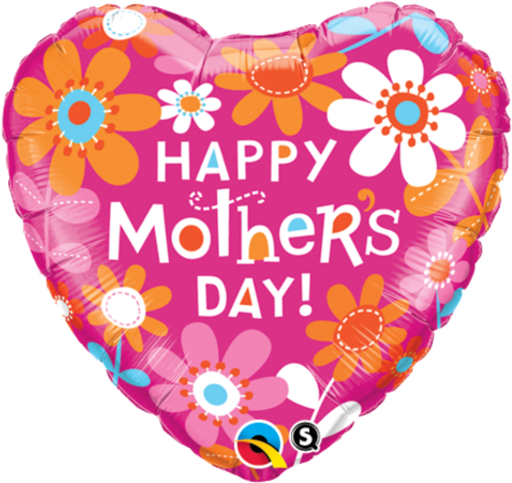 Happy Mothers Day Heart Shaped Balloon PNG Image