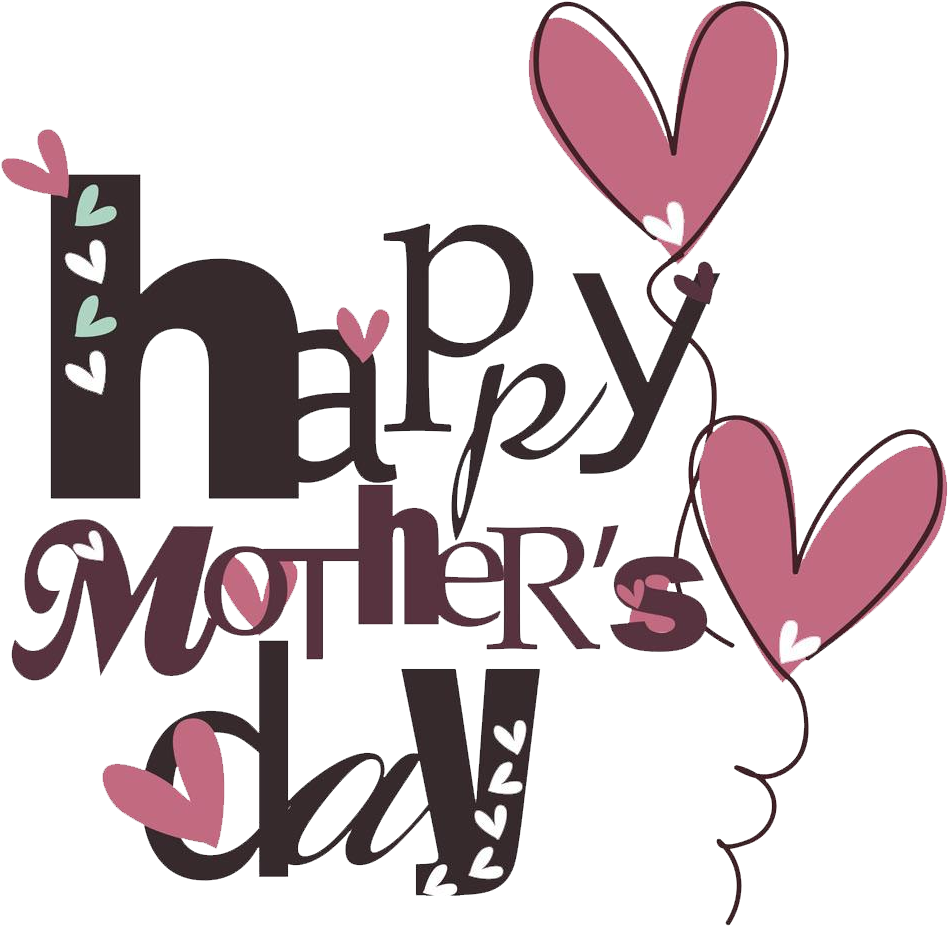 Happy Mothers Day Heartsand Letters PNG Image