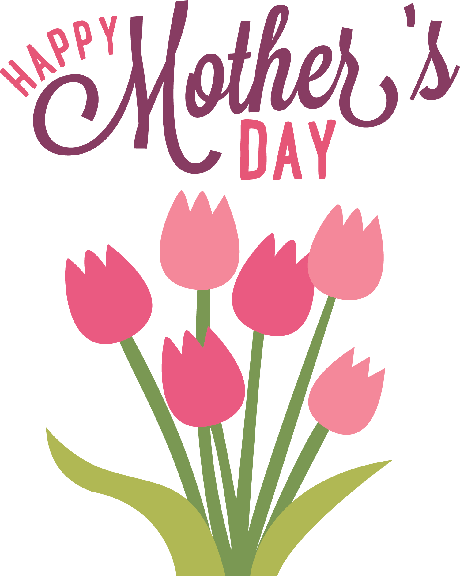 Happy Mothers Day Tulips Graphic PNG Image