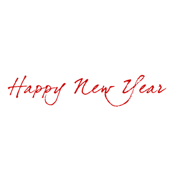 Happy New Year Red Scripton Black PNG Image