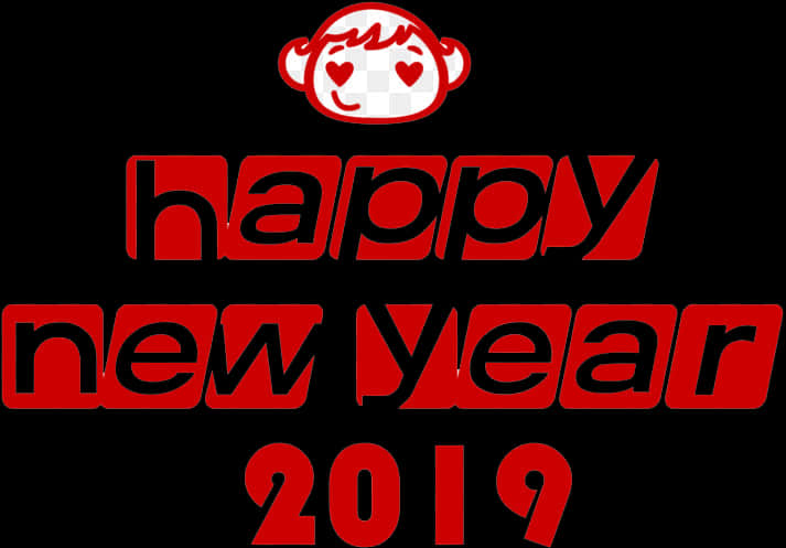 Happy New Year2019 Monkey Emblem PNG Image