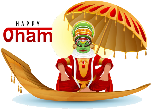 Happy Onam Celebration Kathakali Dancer PNG Image