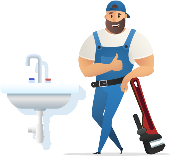 Happy Plumber With Toolsand Sink PNG Image