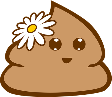 Happy Poop Emoji With Flower PNG Image