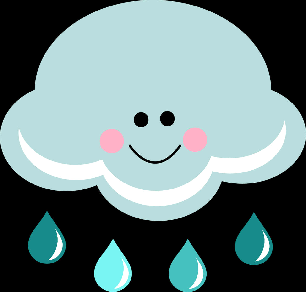 Happy Rain Cloud Cartoon PNG Image