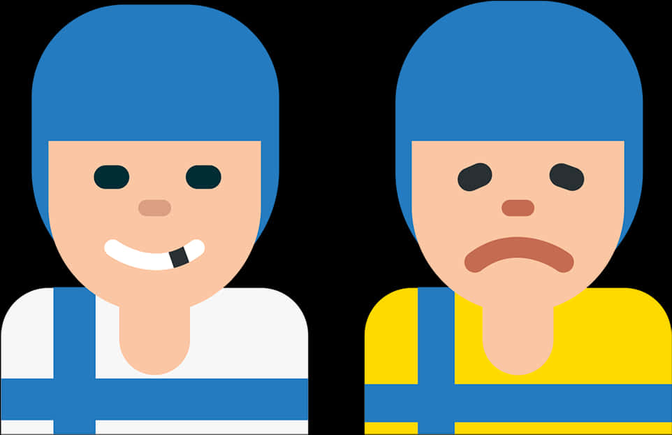 Happy Sad Blue Emoji Faces PNG Image