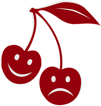 Happy Sad Cherries Illustration PNG Image