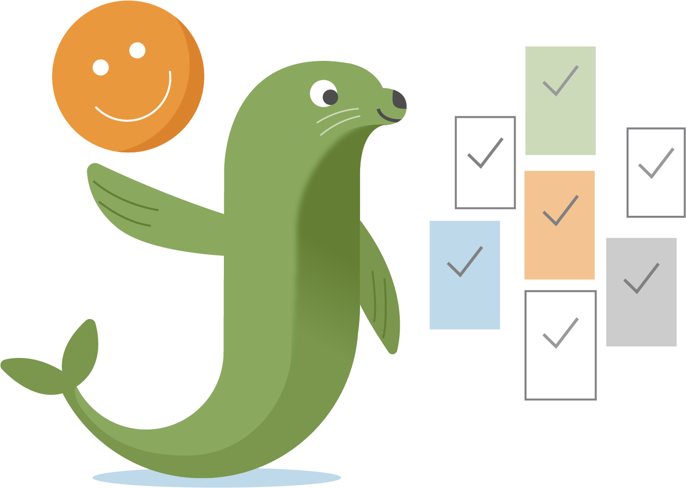 Happy Seal Checklist Completion PNG Image