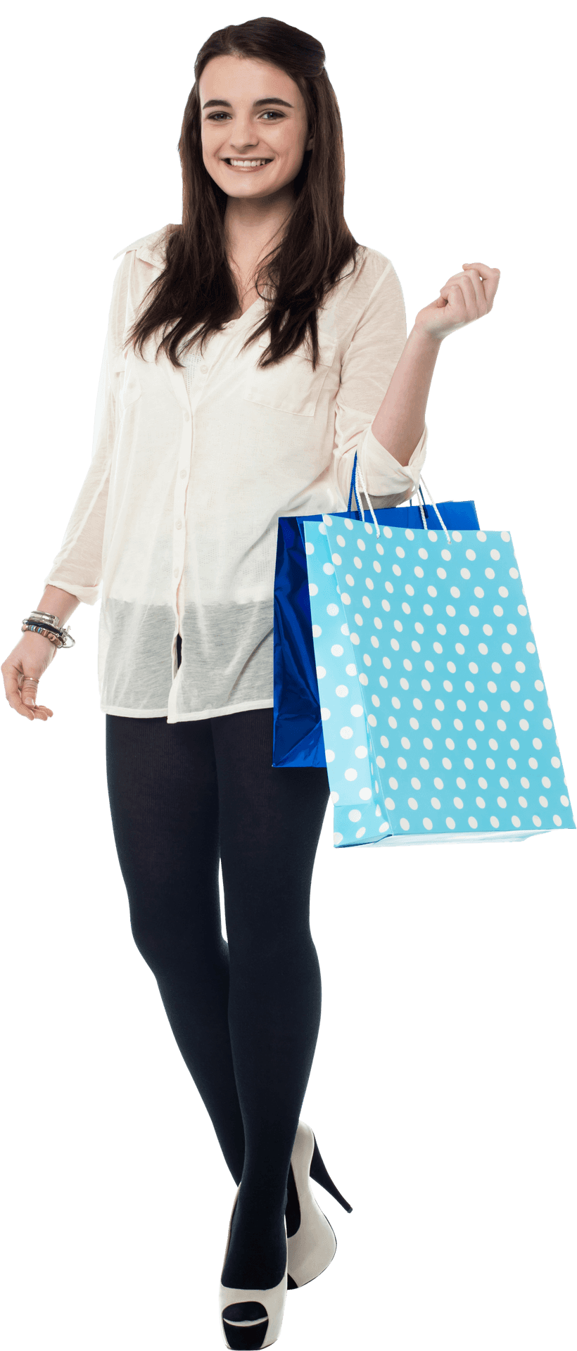 Happy Shopper Fashion Model PNG Image