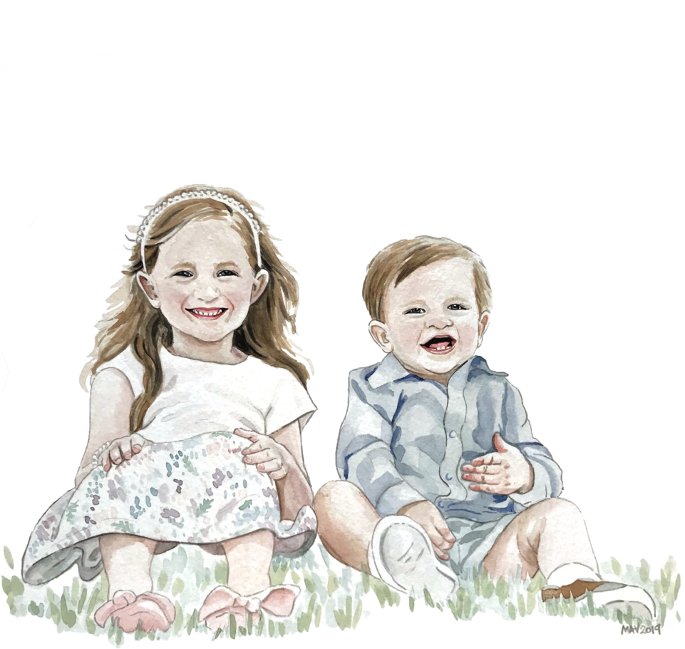 Happy Siblings Sitting Together PNG Image