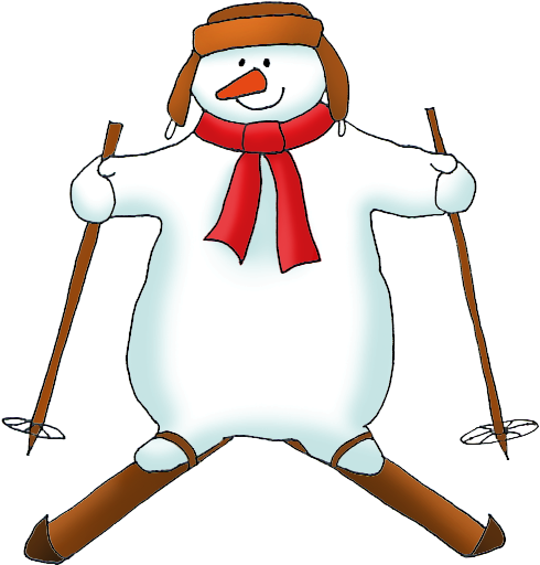 Happy Snowman Skiing Clipart PNG Image