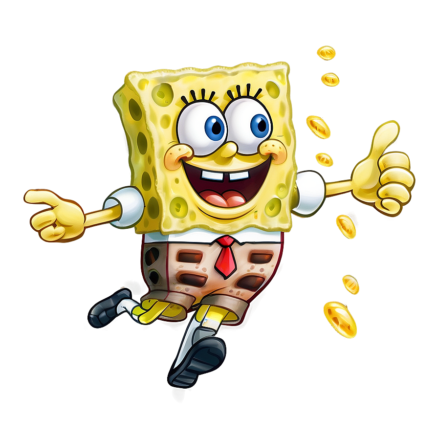 Happy Spongebob Running Png Oet PNG Image