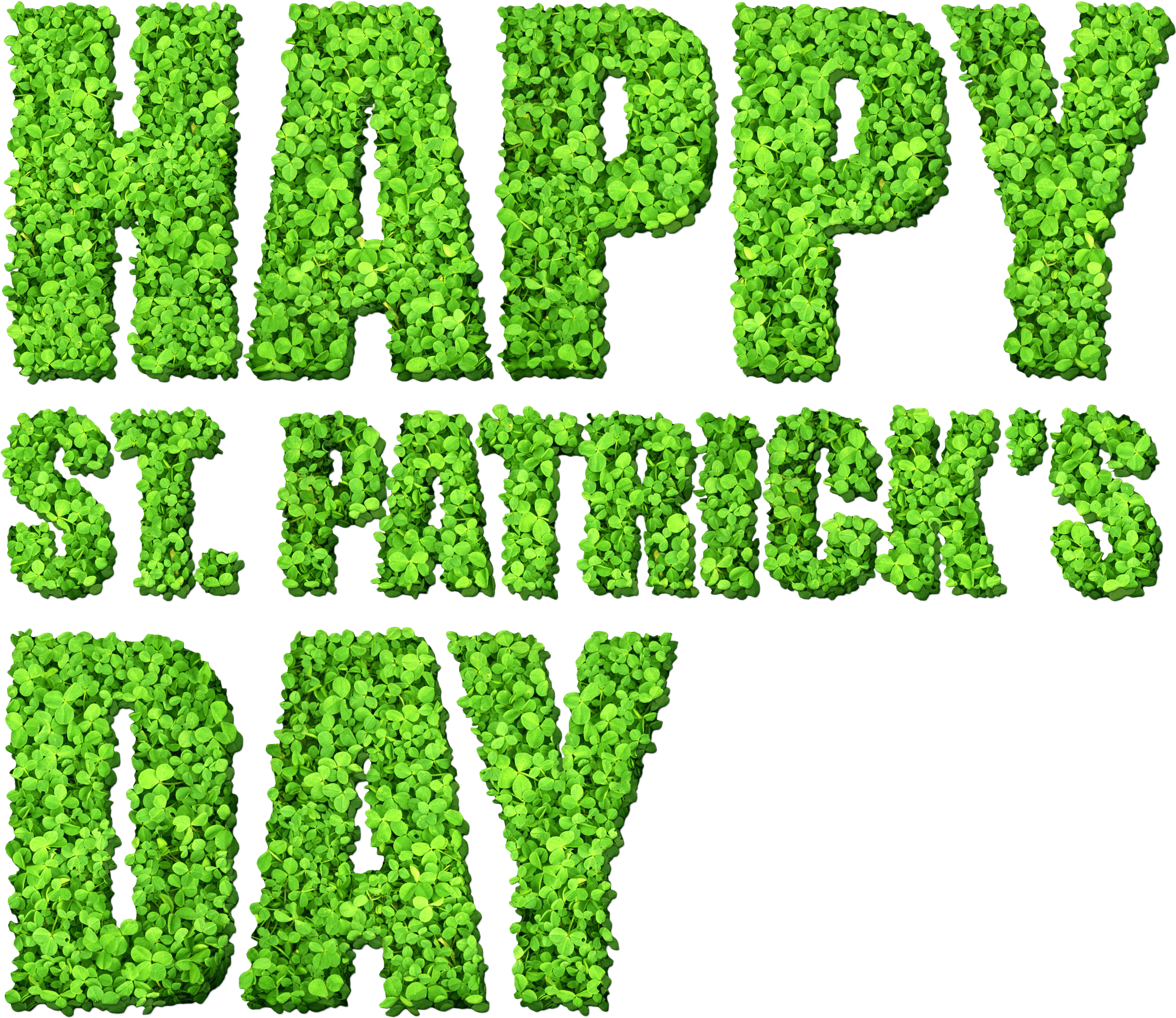 Happy St Patricks Day Clover Text PNG Image