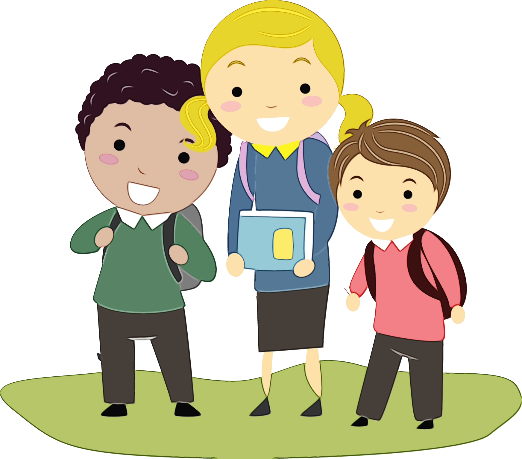 Happy Students Cartoon PNG Image