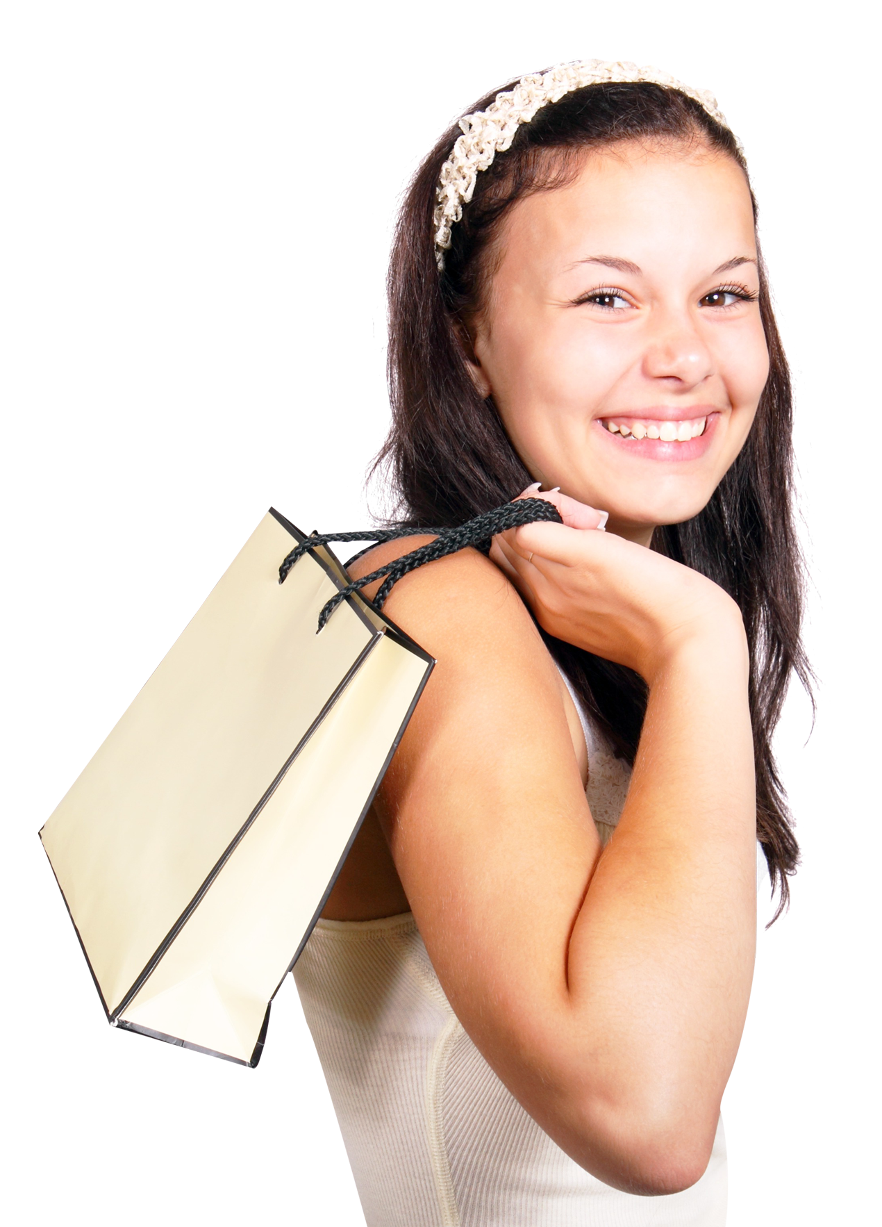 Happy Teen Girl Shopping Bag PNG Image