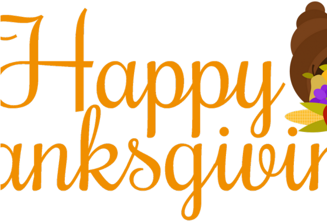 Happy Thanksgiving Orange Text Graphic PNG Image