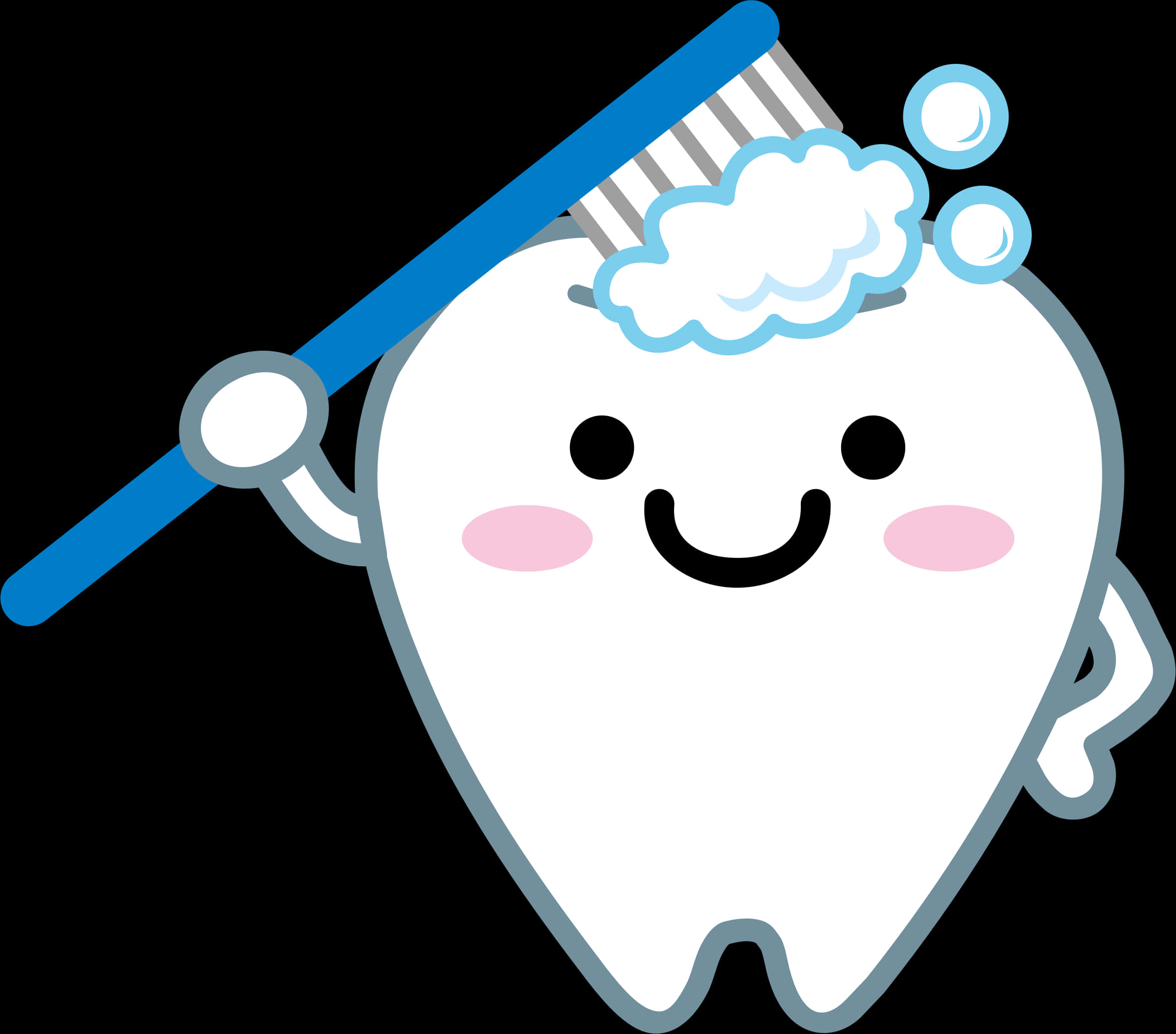 Happy Tooth Brushing Cartoon PNG Image