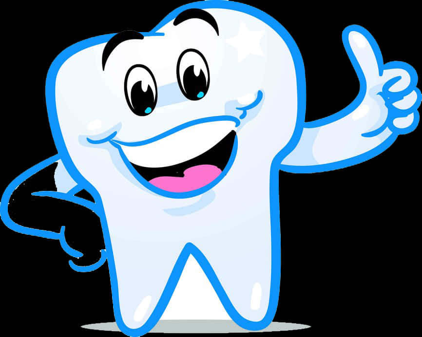 Happy Tooth Character Giving Thumbs Up PNG Image