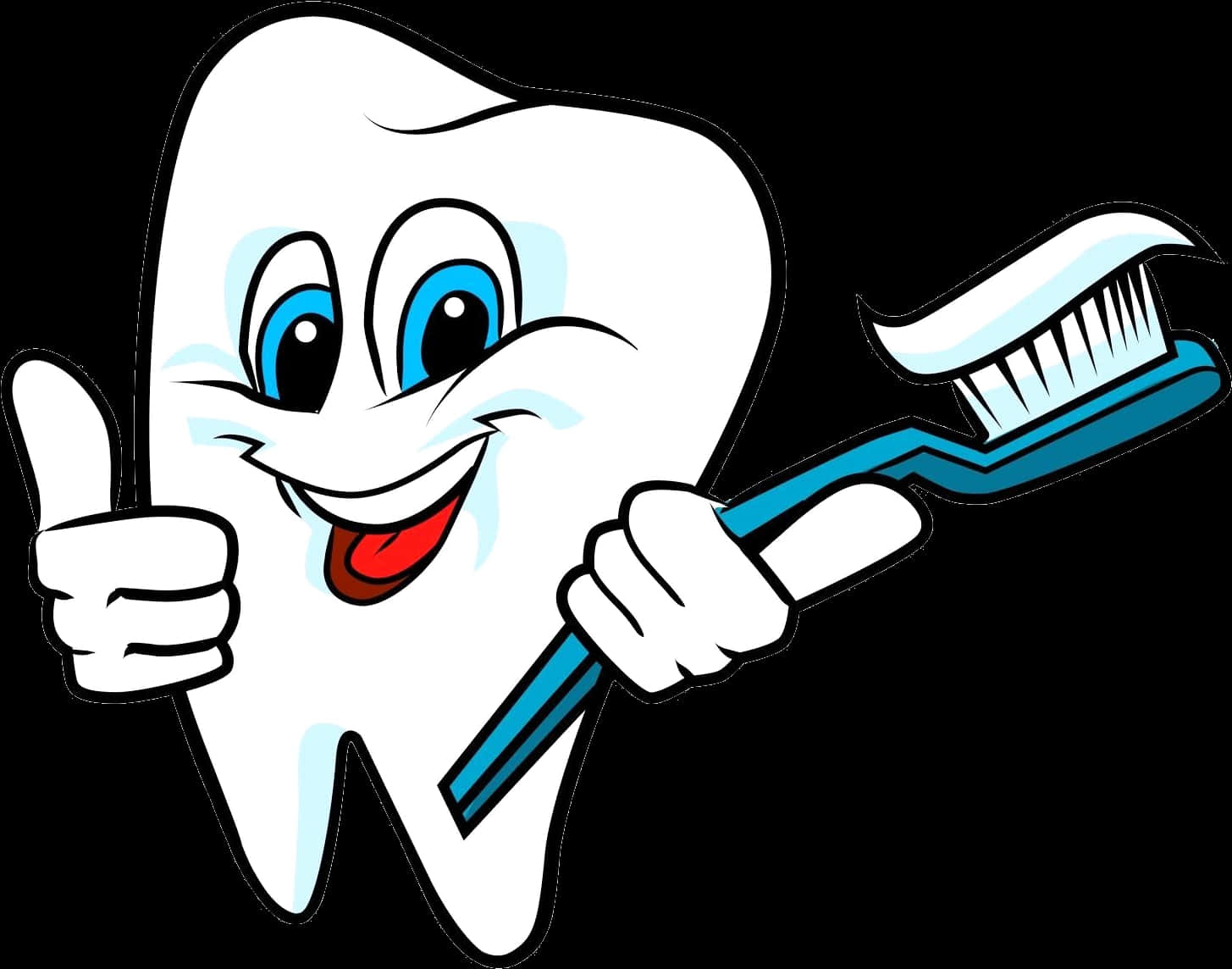 Happy Tooth Holding Toothbrush PNG Image