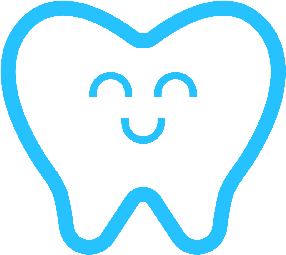 Happy Tooth Icon Blue Outline PNG Image