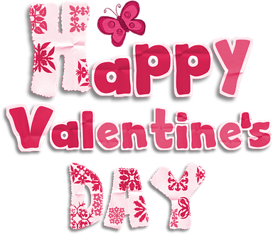 Happy Valentines Day Text Butterfly PNG Image