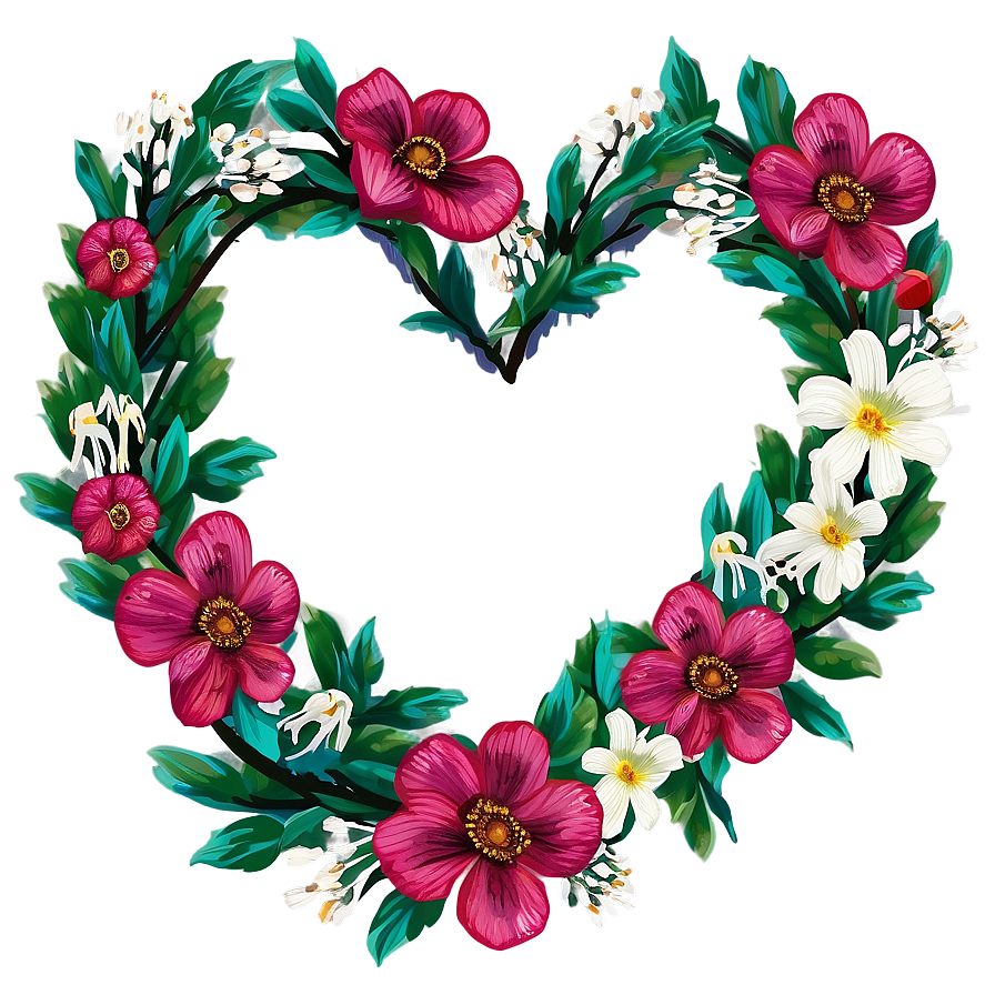 Happy Valentines Floral Heart Wreath Png 06262024 PNG Image