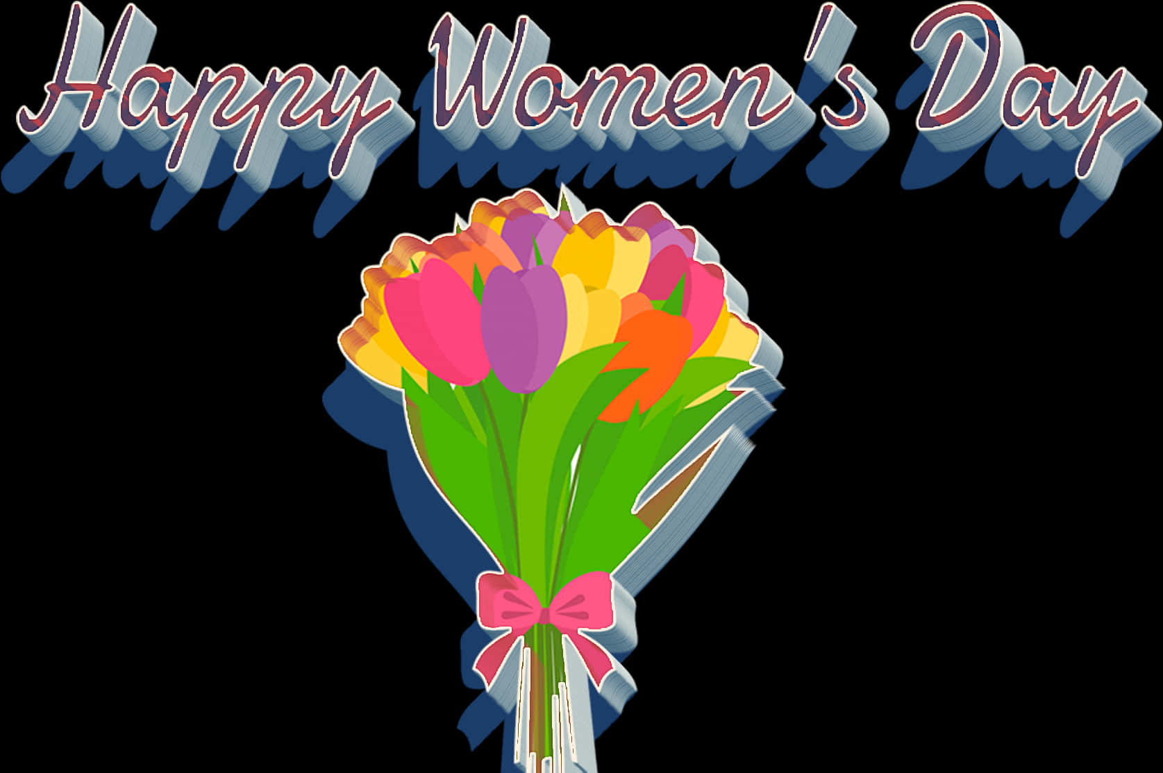 Happy Womens Day Floral Greeting PNG Image