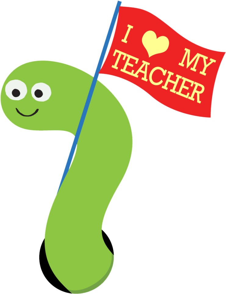 Happy Worm Holding Teacher Appreciation Flag PNG Image