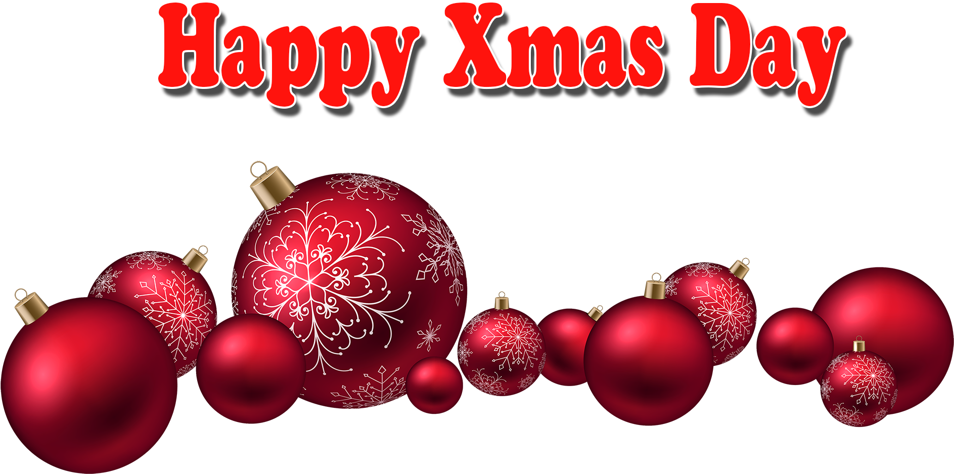 Happy Xmas Day Red Ornaments PNG Image