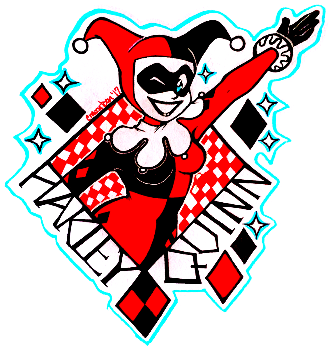 Harley Quinn Classic Pose Sticker PNG Image