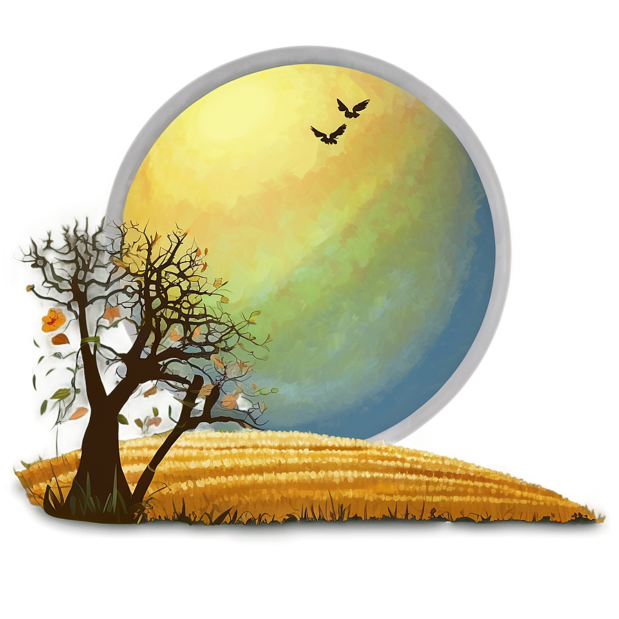 Harvest Moon Over Fields Landscape Png 95 PNG Image