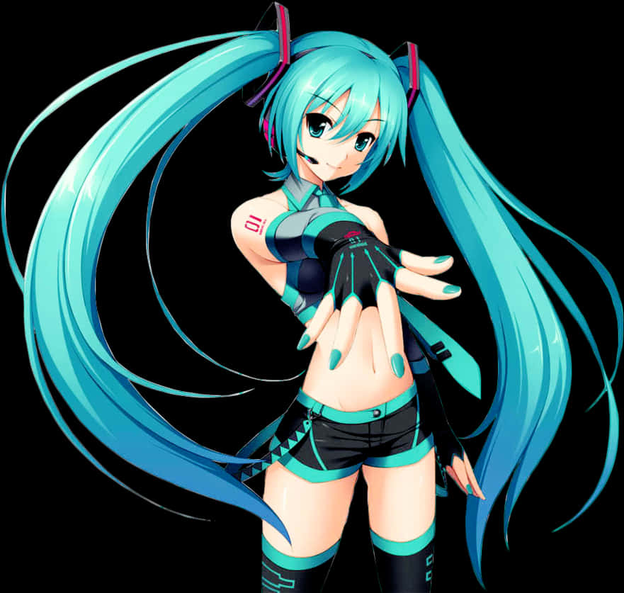 Hatsune Miku Virtual Diva Pose PNG Image