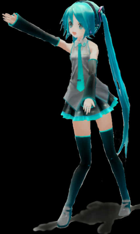 Hatsune Miku Vocaloid Character Pose PNG Image