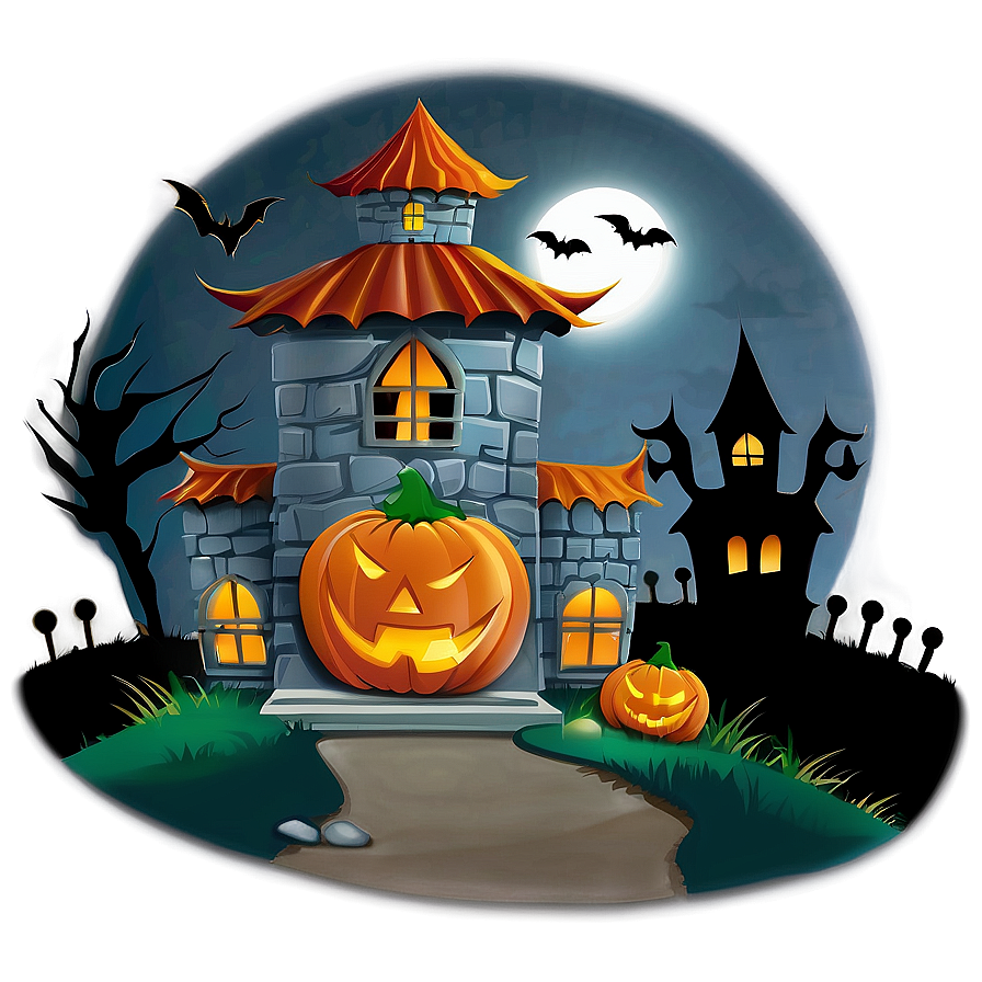 Haunted House Halloween Cartoon Png Ycv92 PNG Image