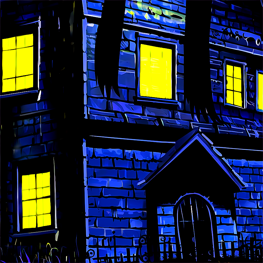 Haunted House With Glowing Windows Png 79 PNG Image