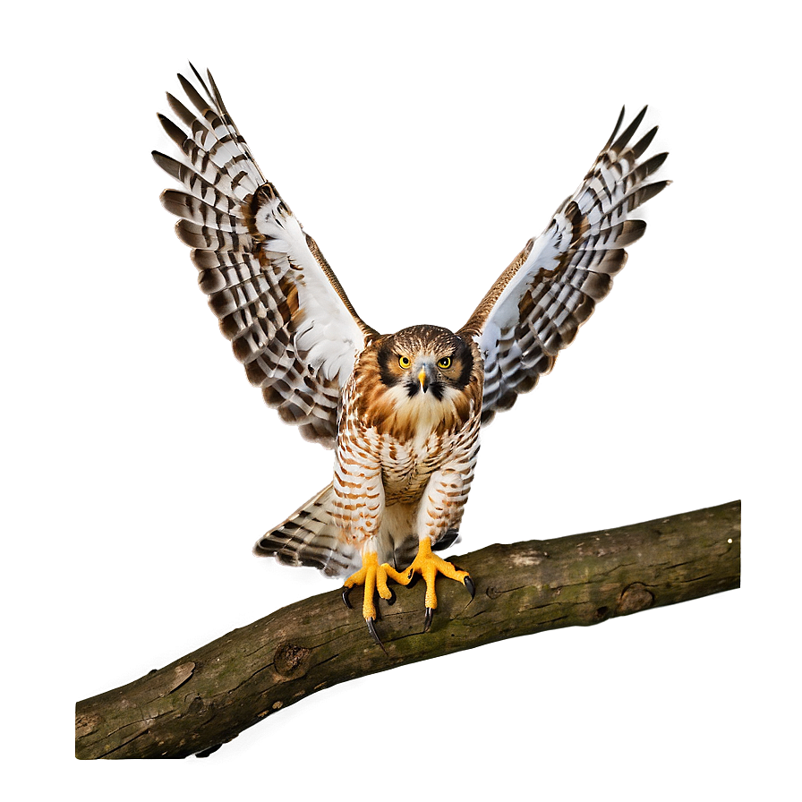 Hawk Landing On Branch Png Gia96 PNG Image