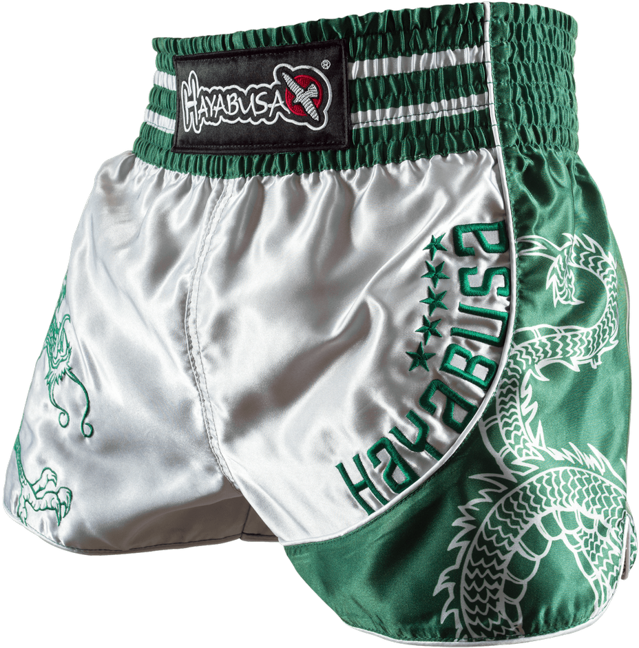 Hayabusa Muay Thai Shorts Green Dragon PNG Image