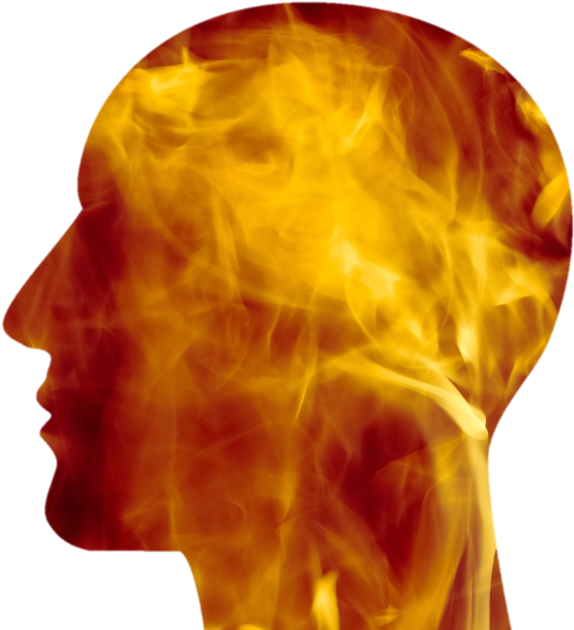 Headache Conceptual Flaming Brain PNG Image