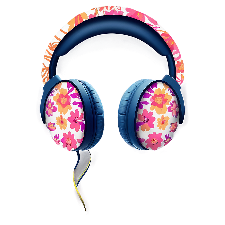 Headphones With Floral Design Png 05042024 PNG Image