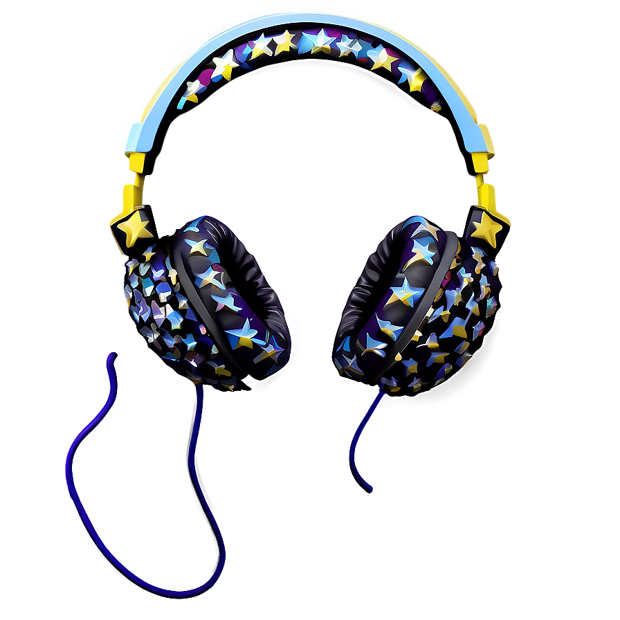 Headphones With Star Pattern Png Urt PNG Image