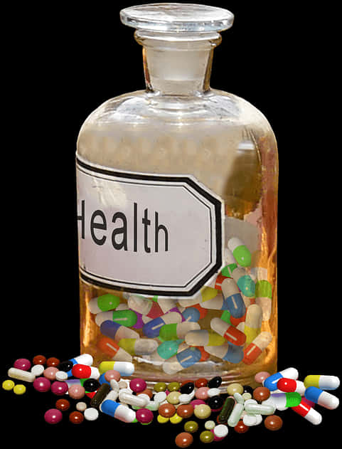 Health Potion Bottlewith Pills PNG Image