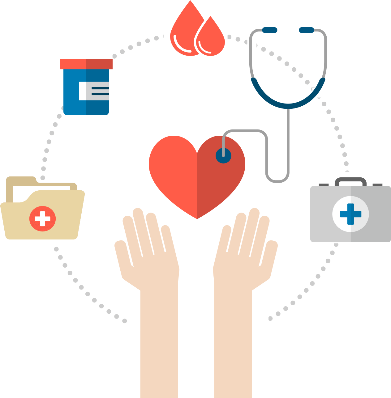 Healthcare Elements Connected Graphic PNG Image