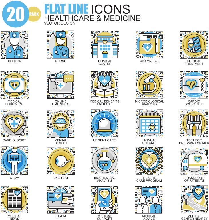 Healthcare_ Medicine_ Flatline_ Icons_ Set PNG Image