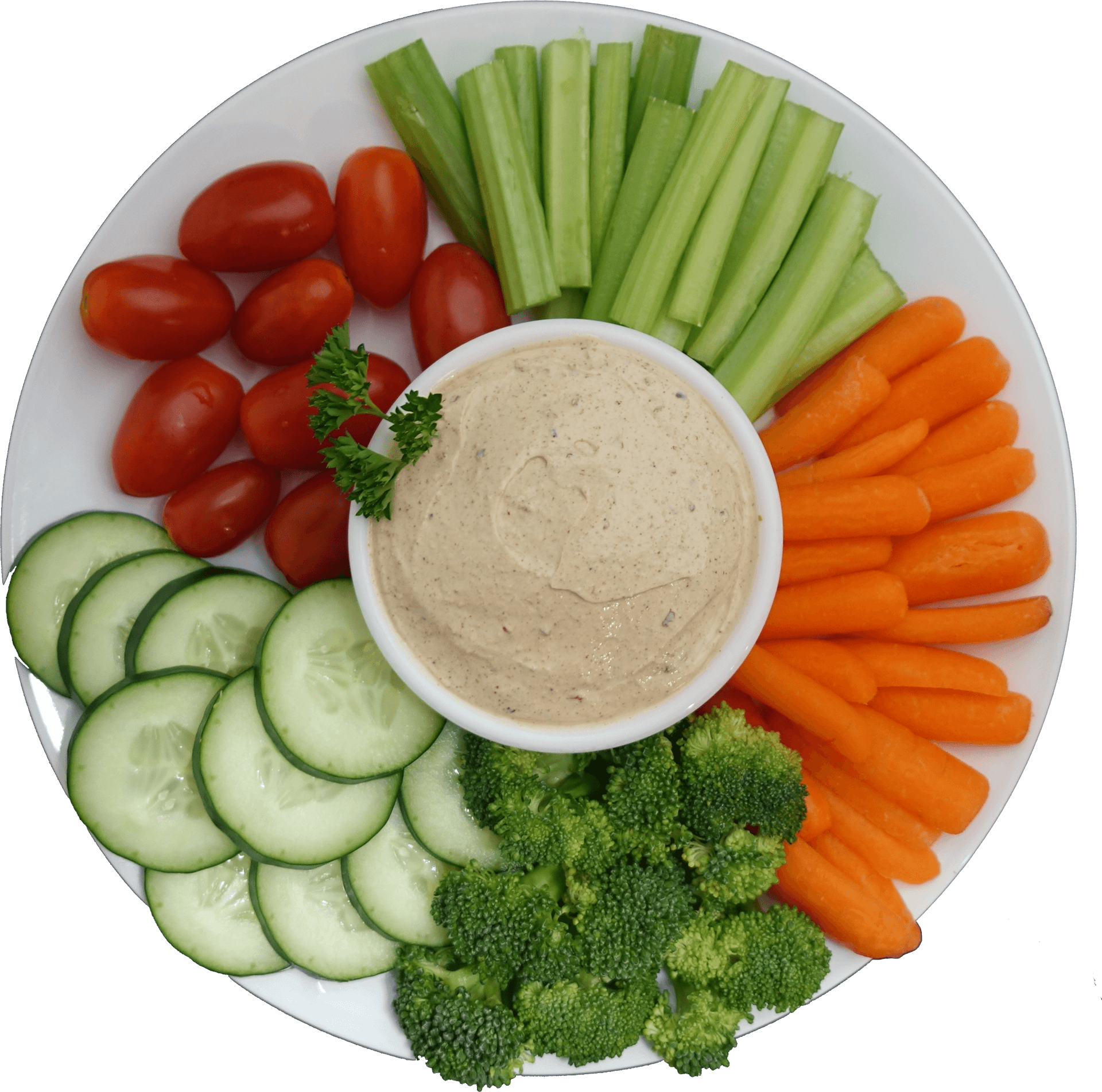 Healthy Vegetable Platterwith Hummus Dip PNG Image