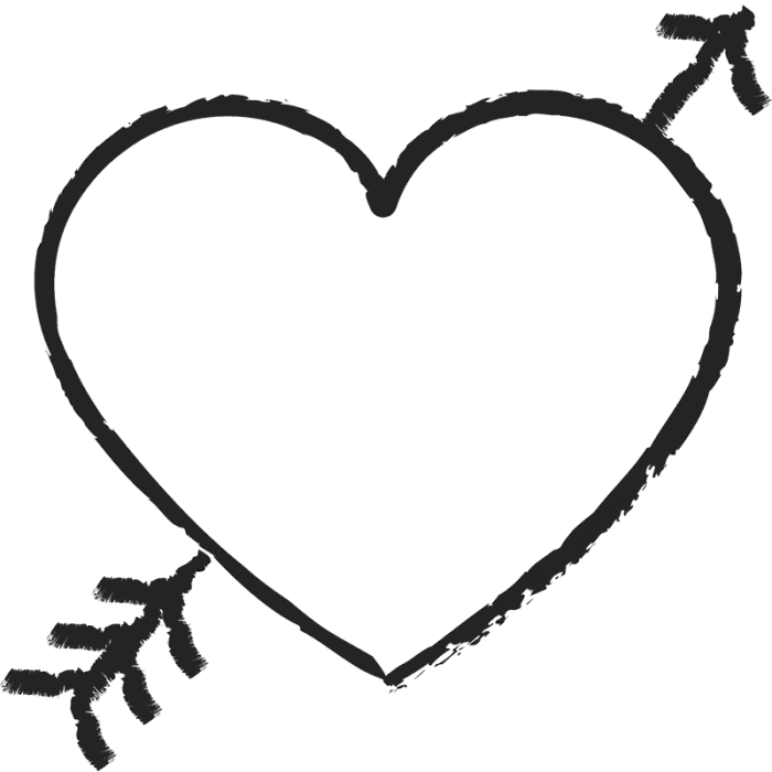 Heart Arrow Doodle PNG Image