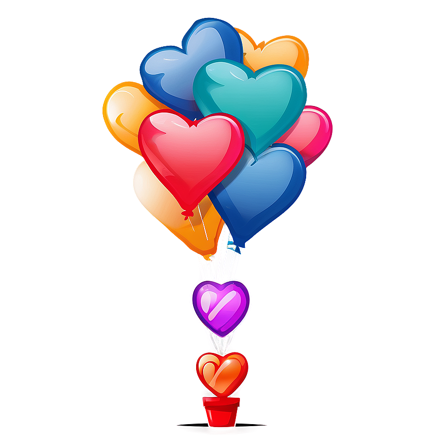 Heart Balloon Bouquet Png 06212024 PNG Image