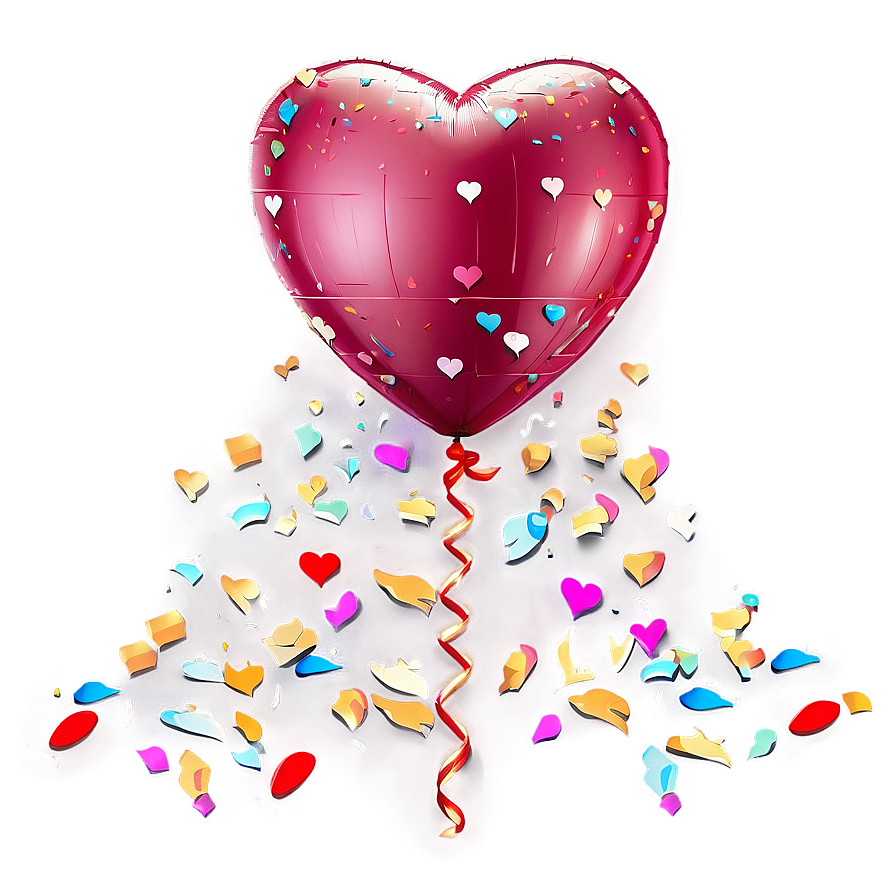 Heart Balloon With Confetti Png Idr64 PNG Image