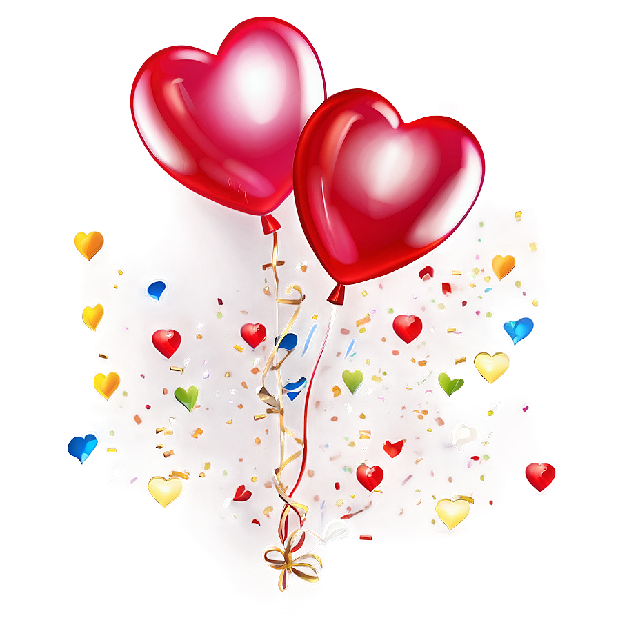 Heart Balloon With Confetti Png Sbd PNG Image