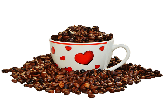 Heart Coffee Cup Beans.jpg PNG Image