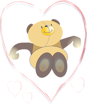 Heart Encased Cartoon Bear PNG Image